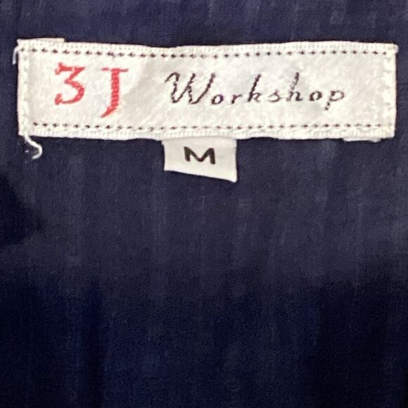 Johnny Was 3J Workshop Cotton Embroidered Top Sz M Navy Blue #304E - Picture 10 of 11